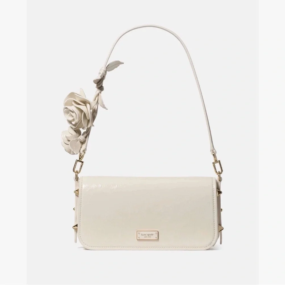 NWT Kate Spade Liv Shoulder Bag Cashew Milk 3D‎ Blooms Strap
